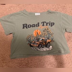 Trendy Olive Graphic Crop Top